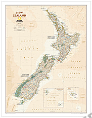 Neuseeland Karte executive 60 x 77cm