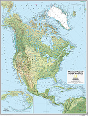 Nordamerika Landkarte physikalisch 73 x 91cm