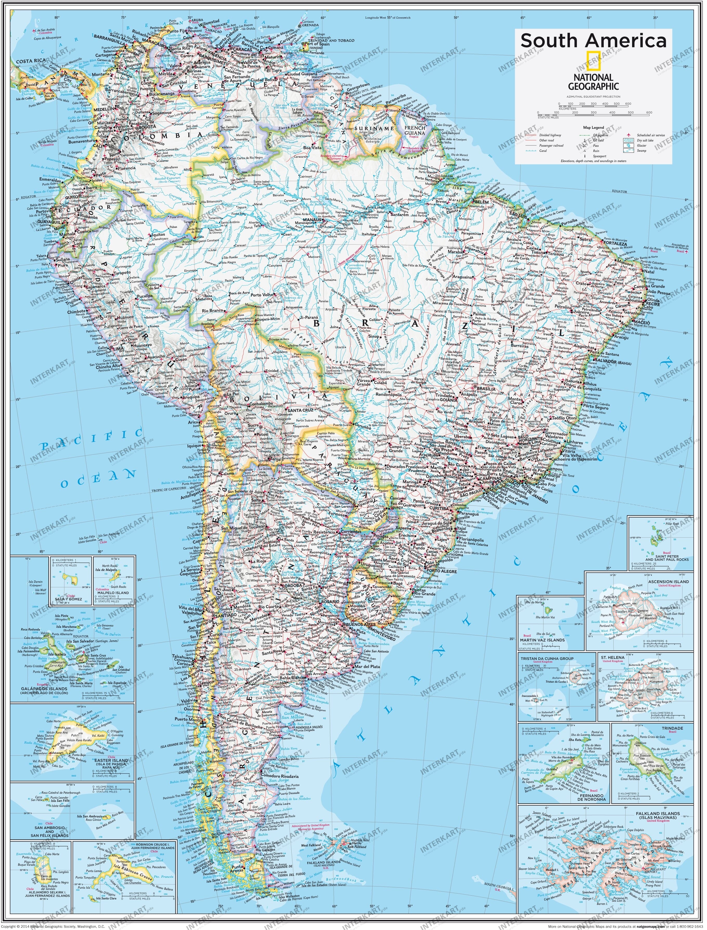 Südamerika Landkarte 73 x 91cm
