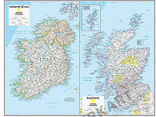 Irland und Schottland Karte politisch 91 x 73cm
