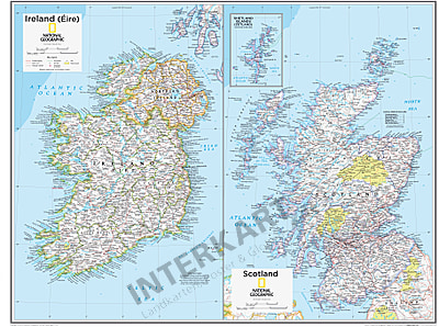 Ireland And Scotland Wall Map 91 X 73cm