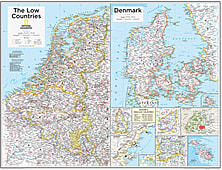 Benelux Länder und Dänemark 91 x 73cm