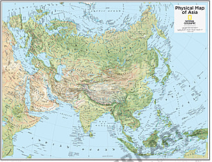 Asien Karte physikalisch 91 x 73cm