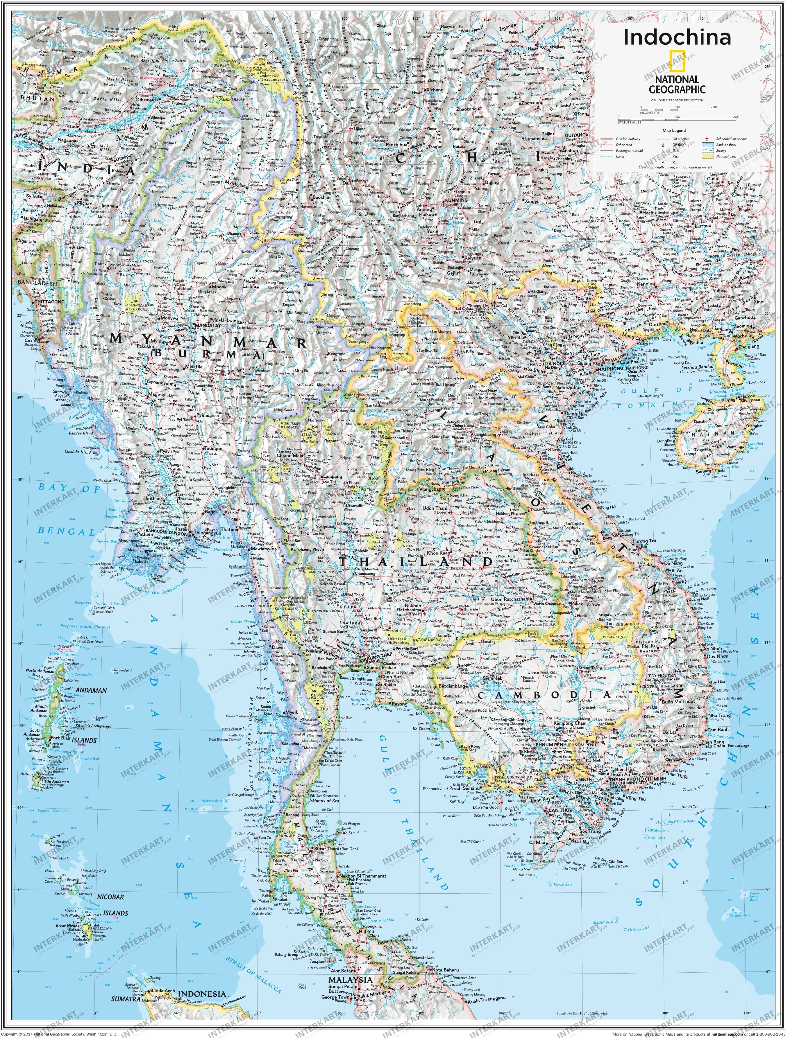Indokina kort 73 x 91cm
