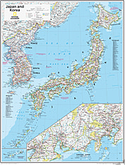 Japan und Korea Karte 73 x 91cm