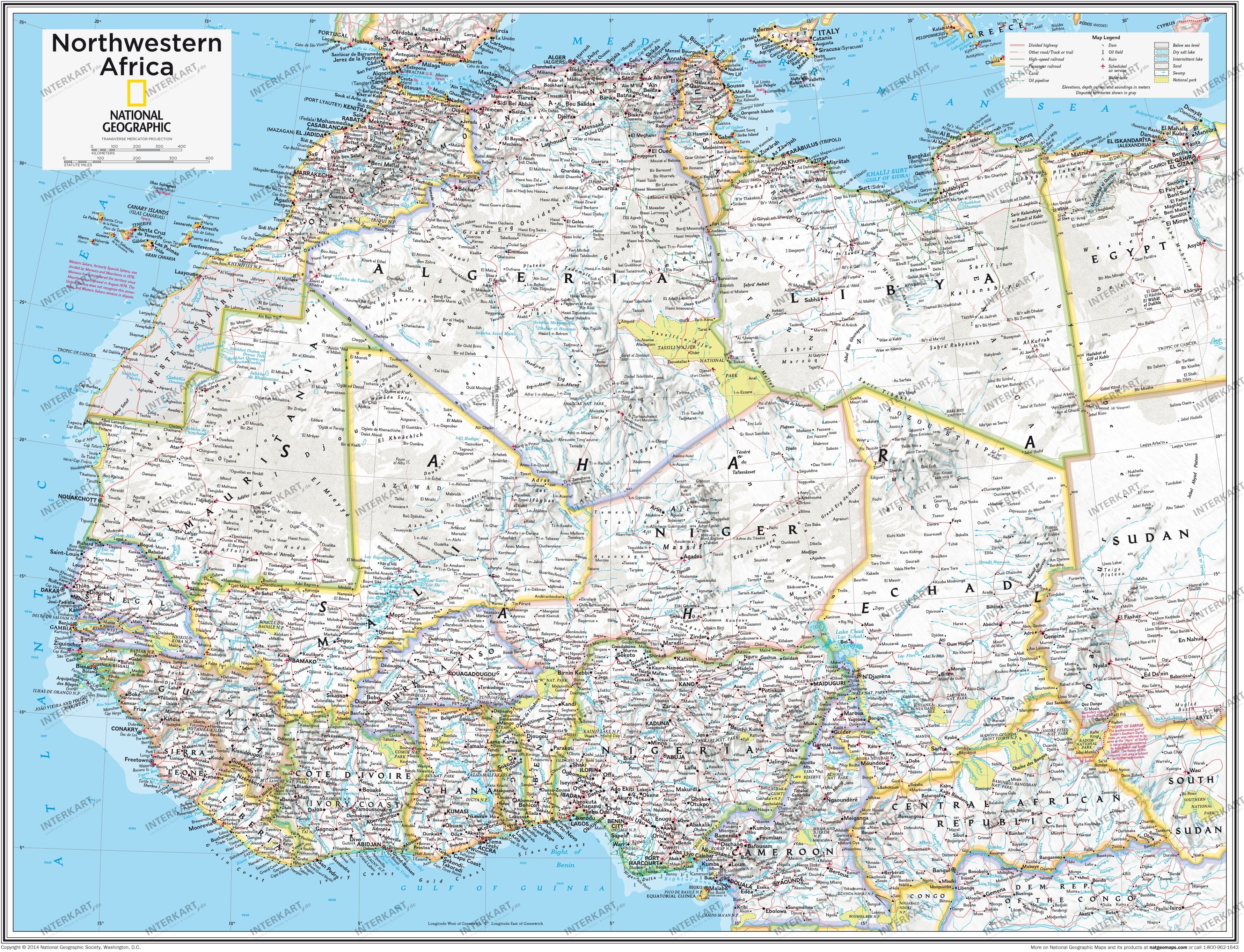 Nordvest Afrika kort 91 x 73cm