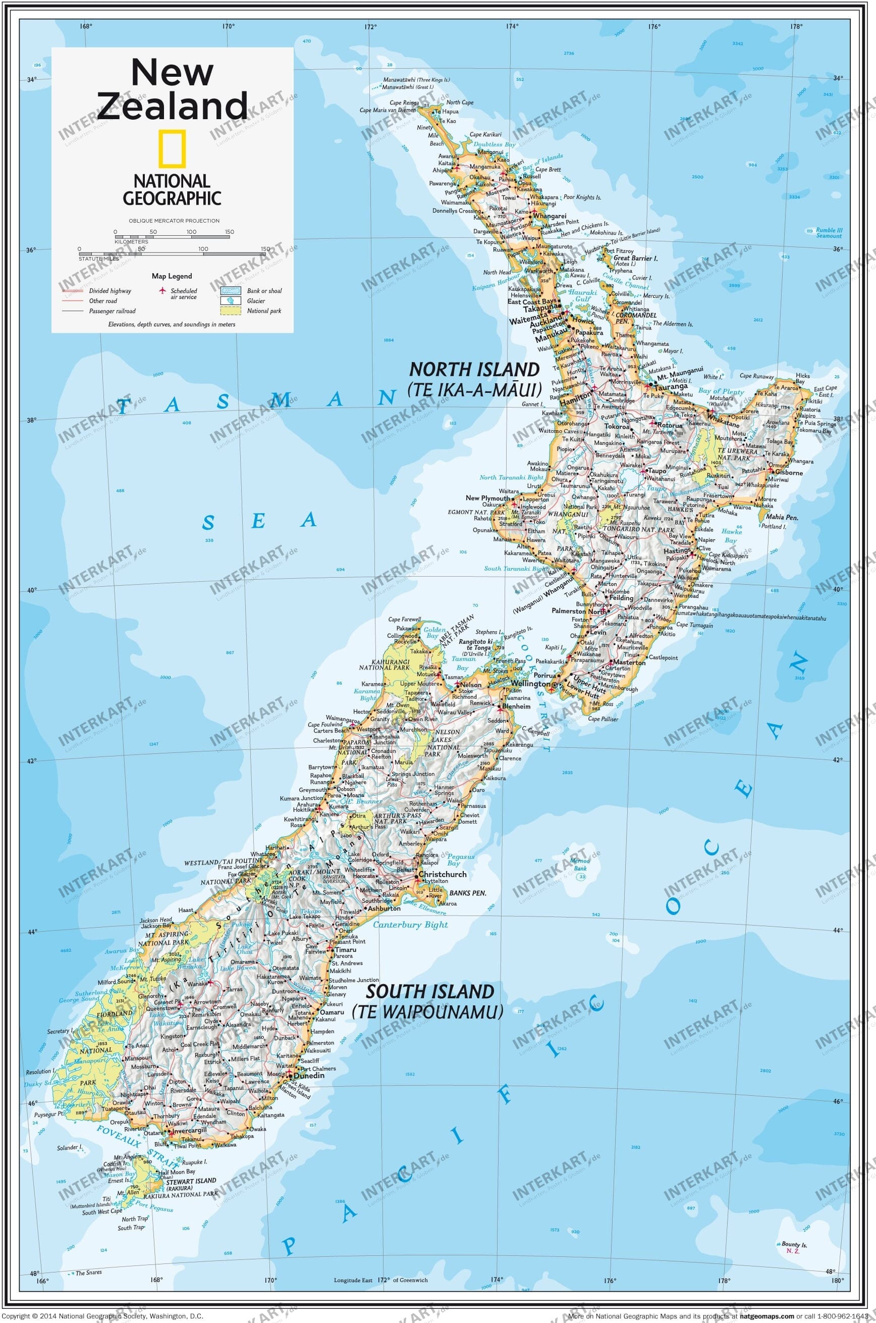Ngs New Zealand Wall Map