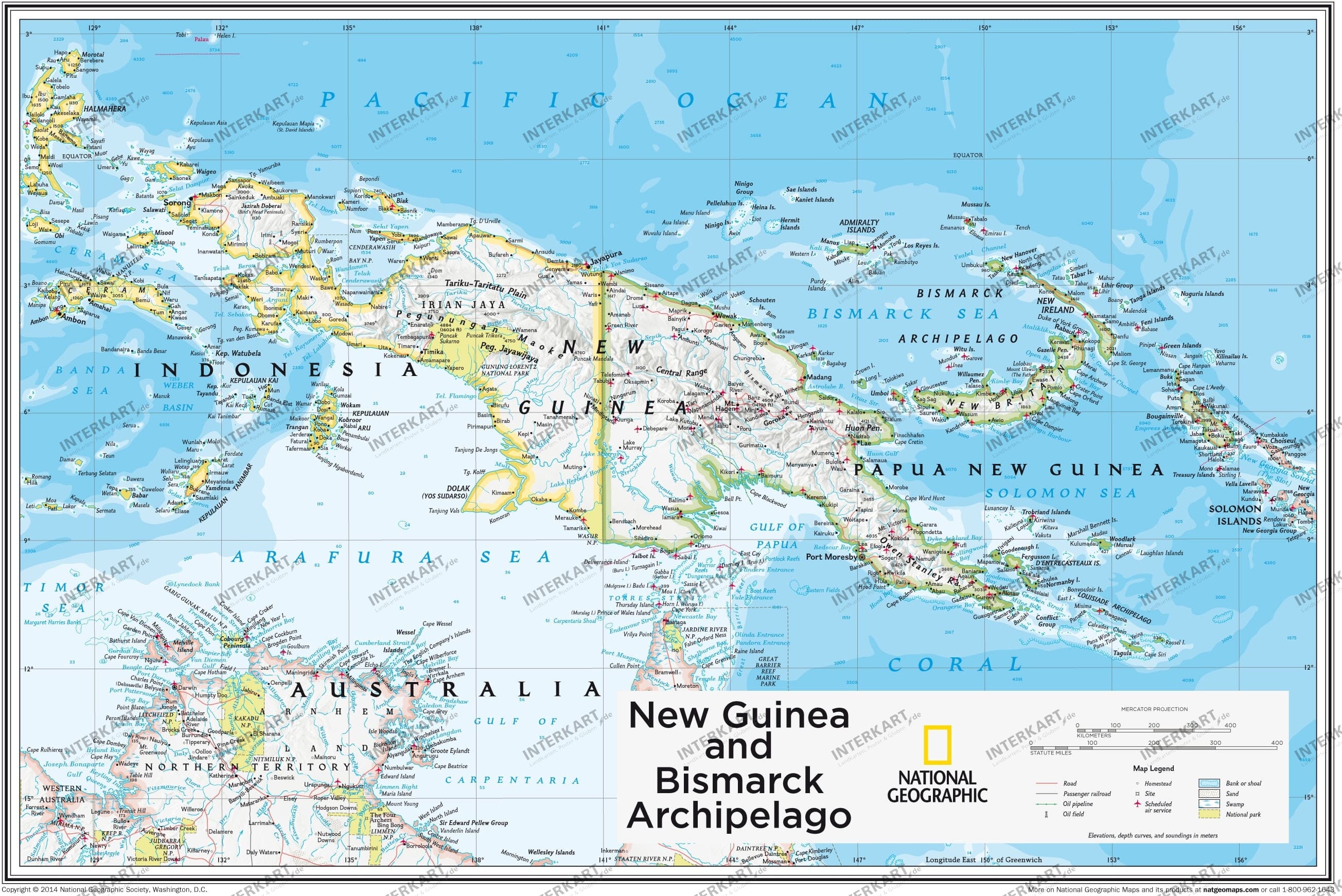 New Guinea Map 91 x 73cm