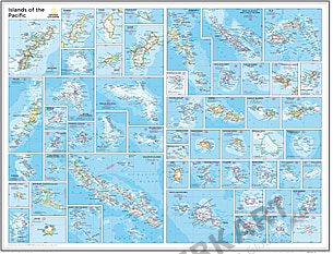 Pazifische Inseln Karte 91 x 73cm