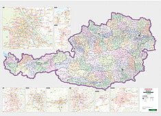 Österreich Postleitzahlenkarte 122 x 84cm