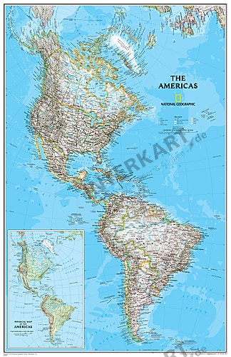 Amerika Landkarte Politisch 58 X 91cm