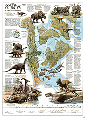 Poster Dinosaurier in Nordamerika Karte National Geographic