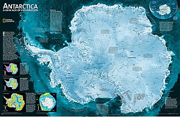 Antarktis Karte - Antarktis Satelliten Poster von National Geographic