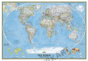 Political world map in giant size poster from National Geographic