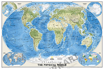 Physikalische Weltkarte im Großformat von National Geographic