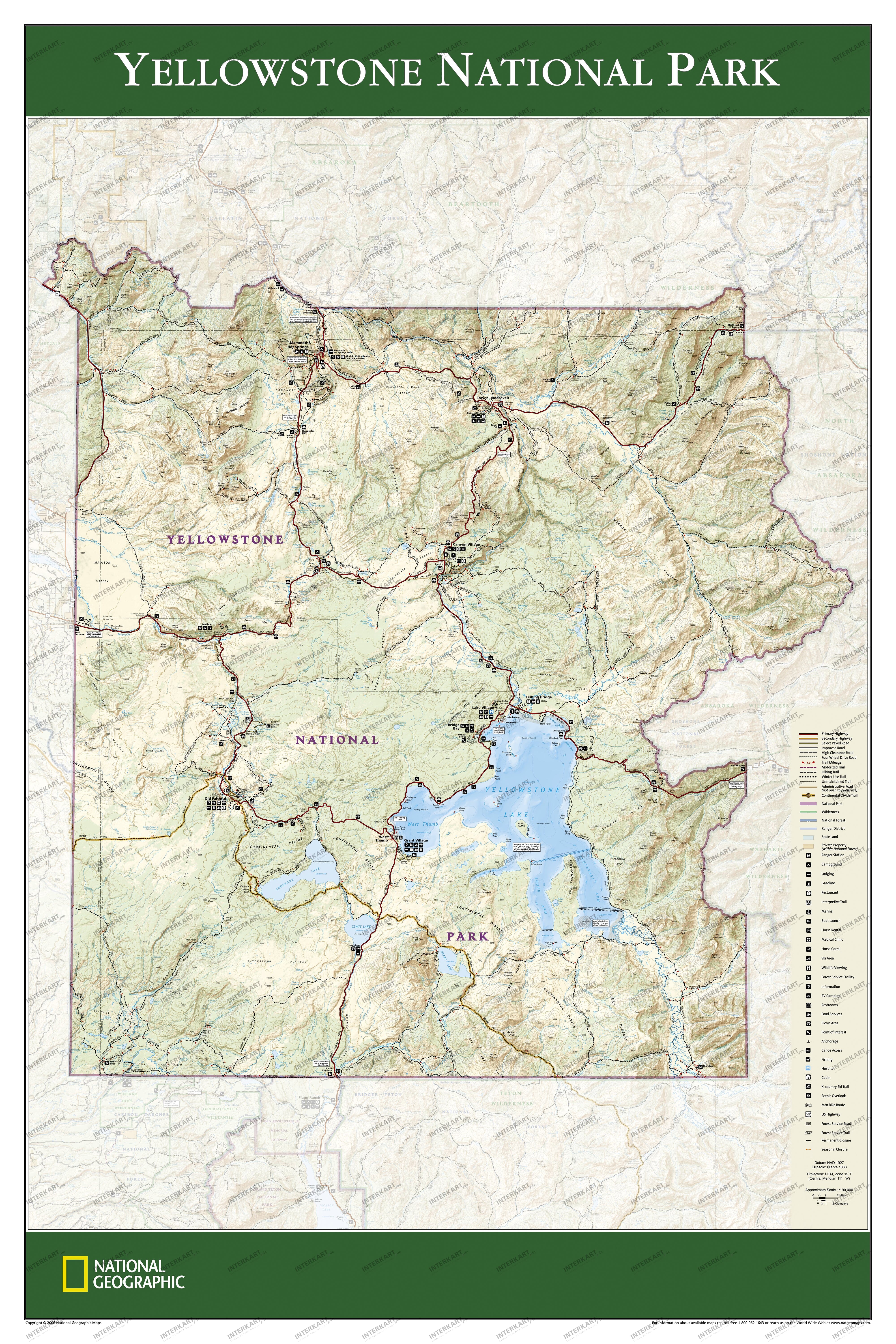 Yellowstone National Park Wall Map from National Geographic