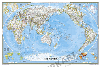 Politische Weltkarte Pazifik Ansicht im Großformat von National Geographic
