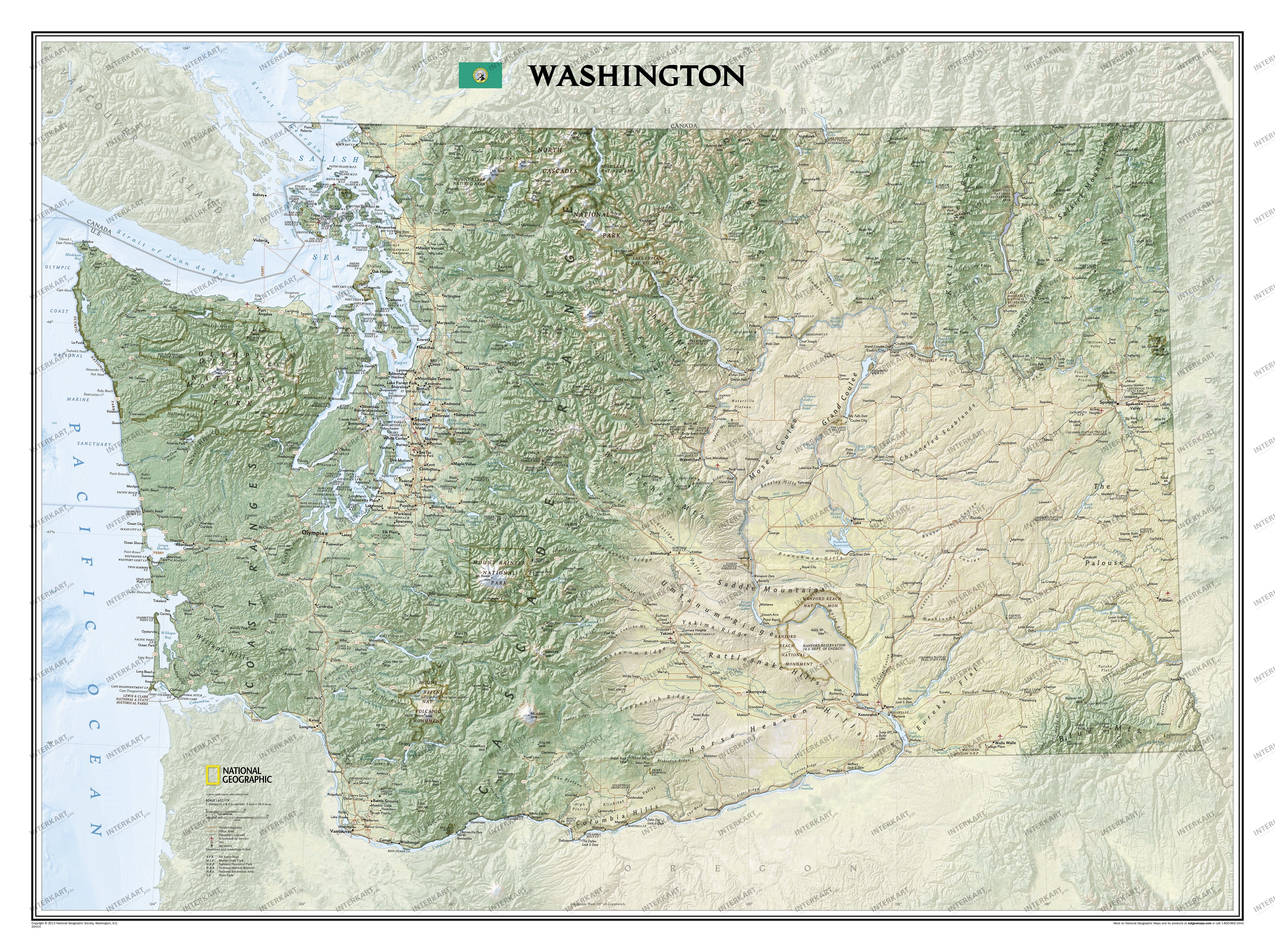 Washington Landkarte von National Geographic
