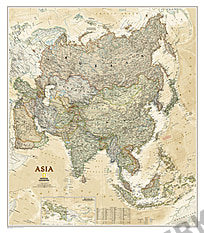 Asien Karte - politisch Executive historischer Stil von National Geographic