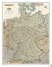  Deutschland Landkarte Executive antiker Stil von National Geographic