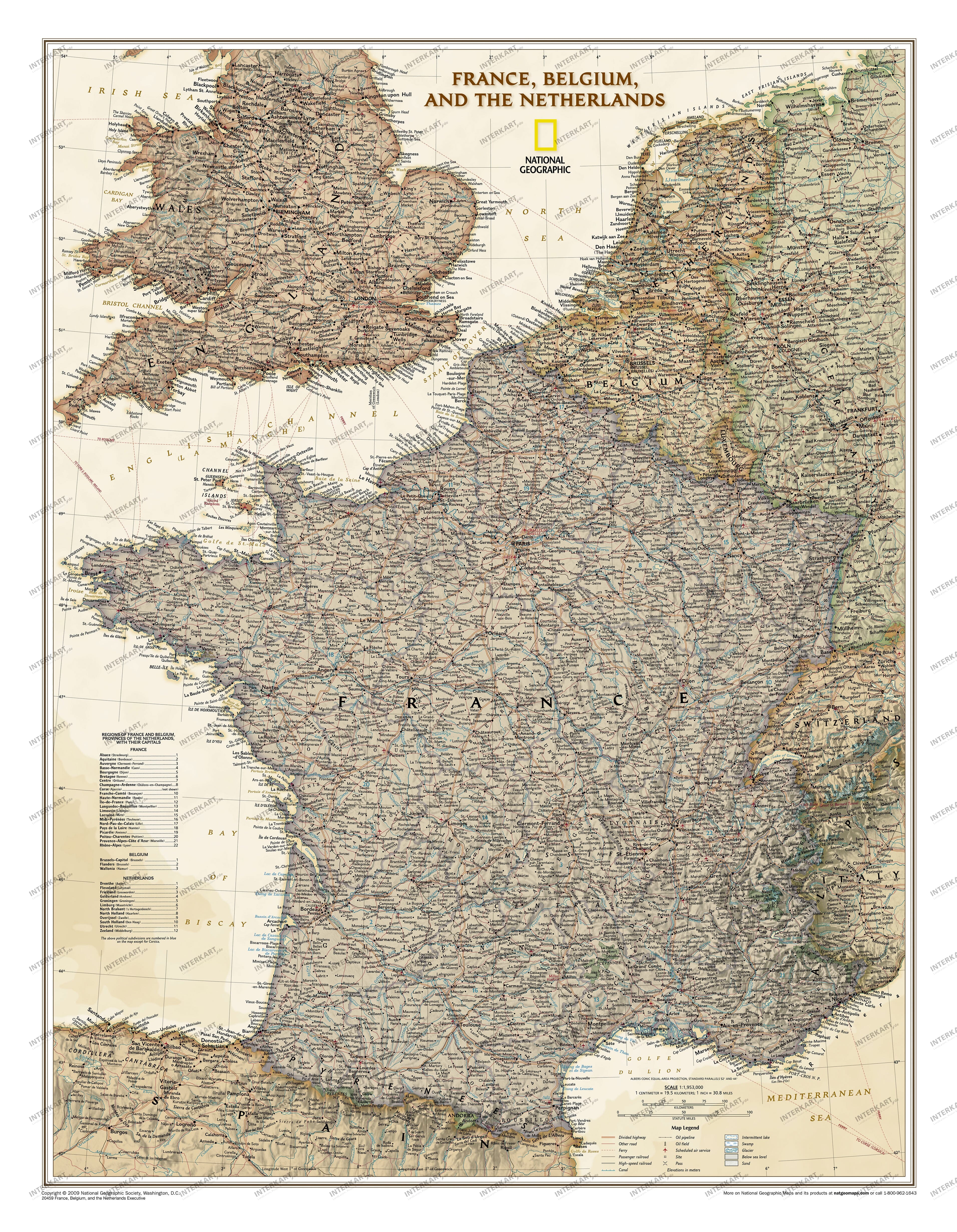 Wall Map Of France France And Benelux Executive Wall Map 58 X 76Cm