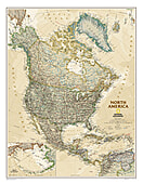 Nordamerika Karte Executive im antiken Stil von National Geographic