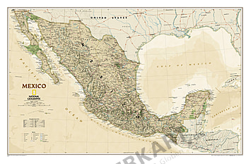 Mexiko Landkarte Poster im antiken Stil von National Geographic
