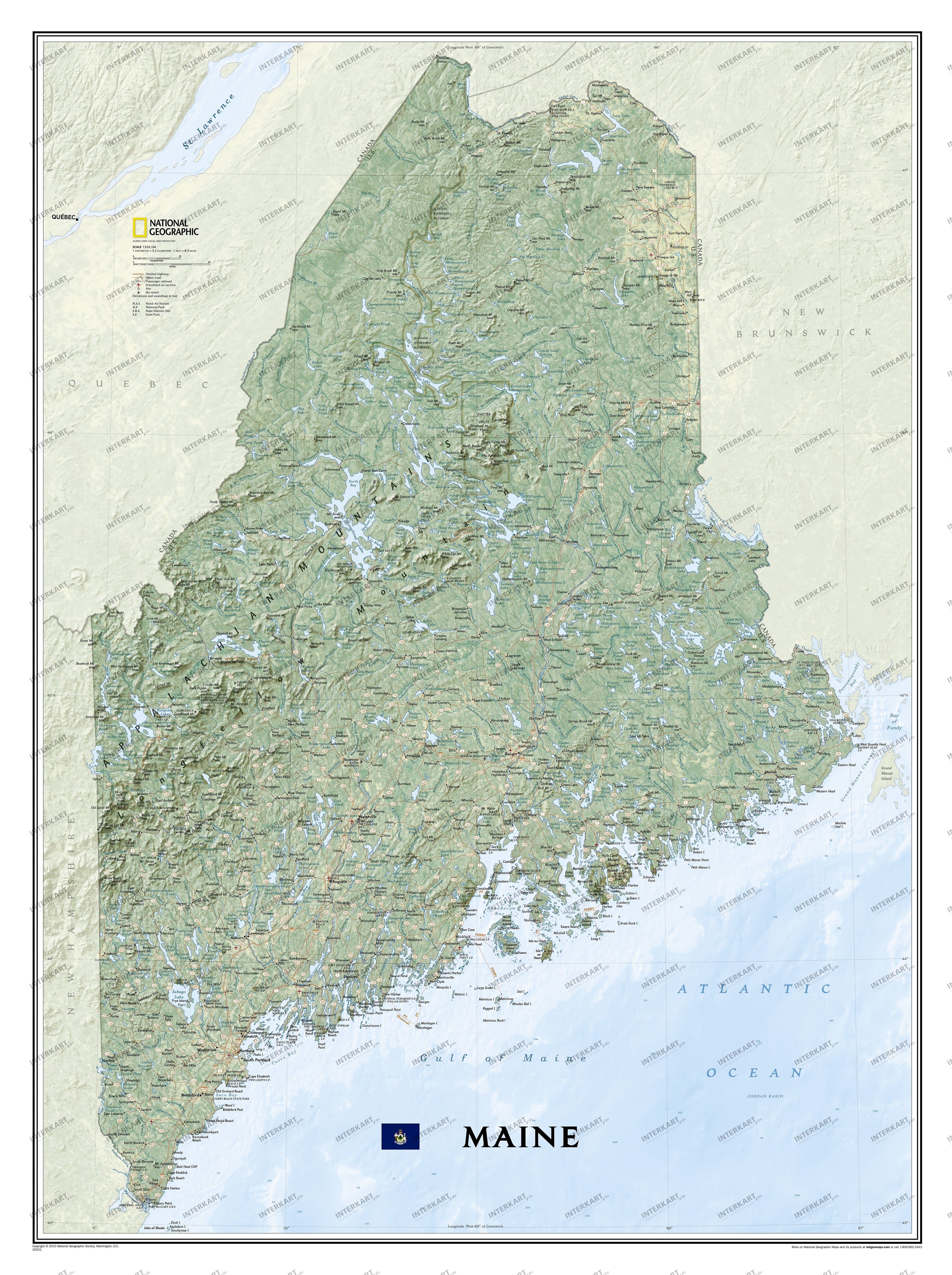 Maine State Wall Map Poster from National Geographic