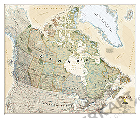 Kanada Landkarte Executive im antiken historischen Stil von National Geographic