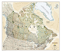 Kanada Landkarte Executive im antiken historischen Stil von National Geographic