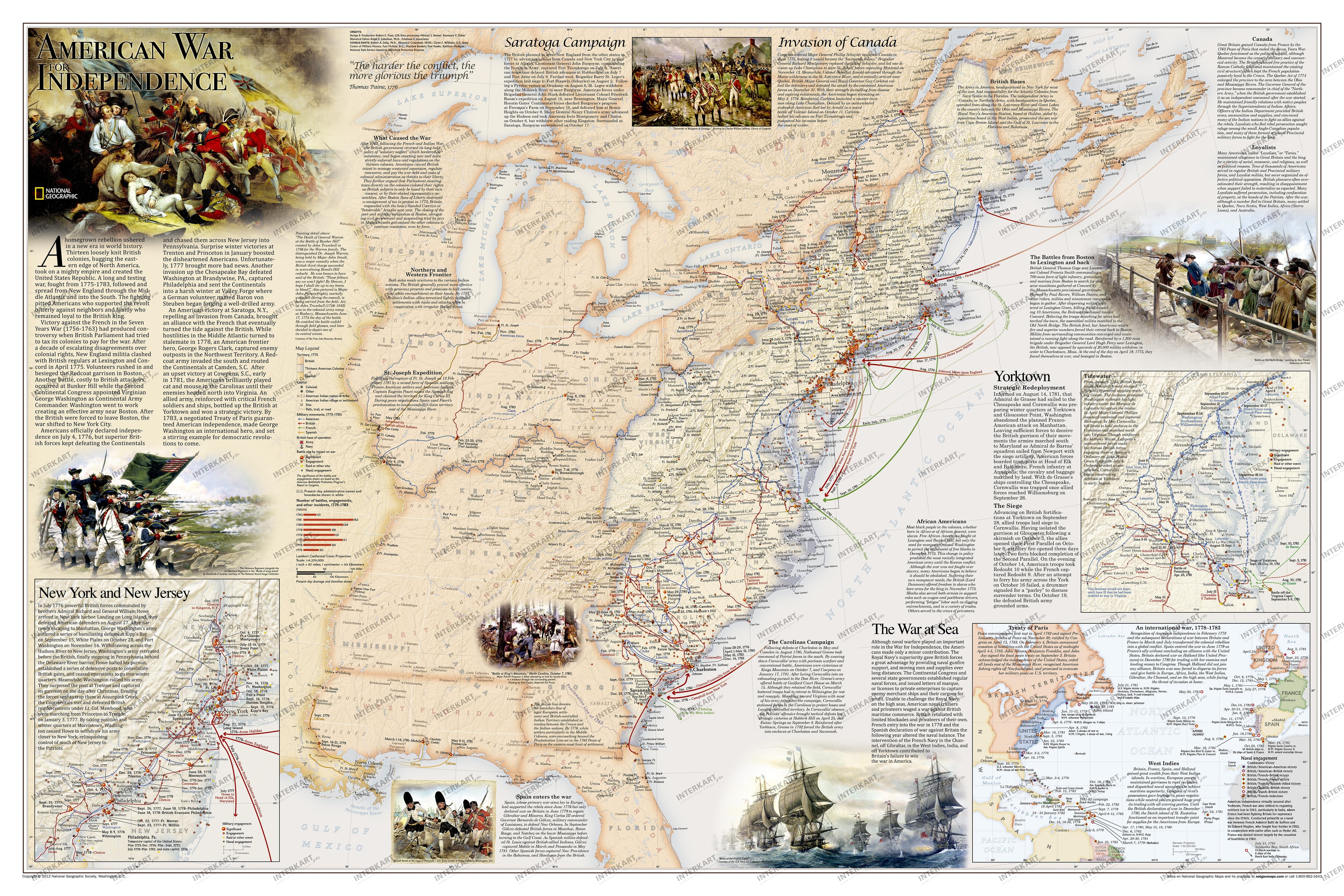 Battles of the Revolutionary War and War of 1812 Map