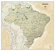 Brasilien Landkarte Executive im antiken Stil von National Geographic