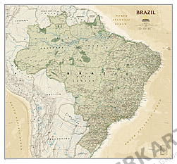 Brasilien Landkarte Executive im antiken Stil von National Geographic