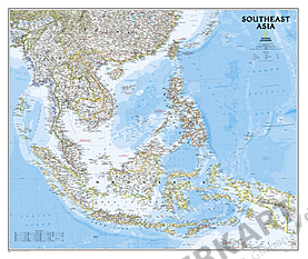 Südost Asien Landkarte - Karte als Poster von National Geographic