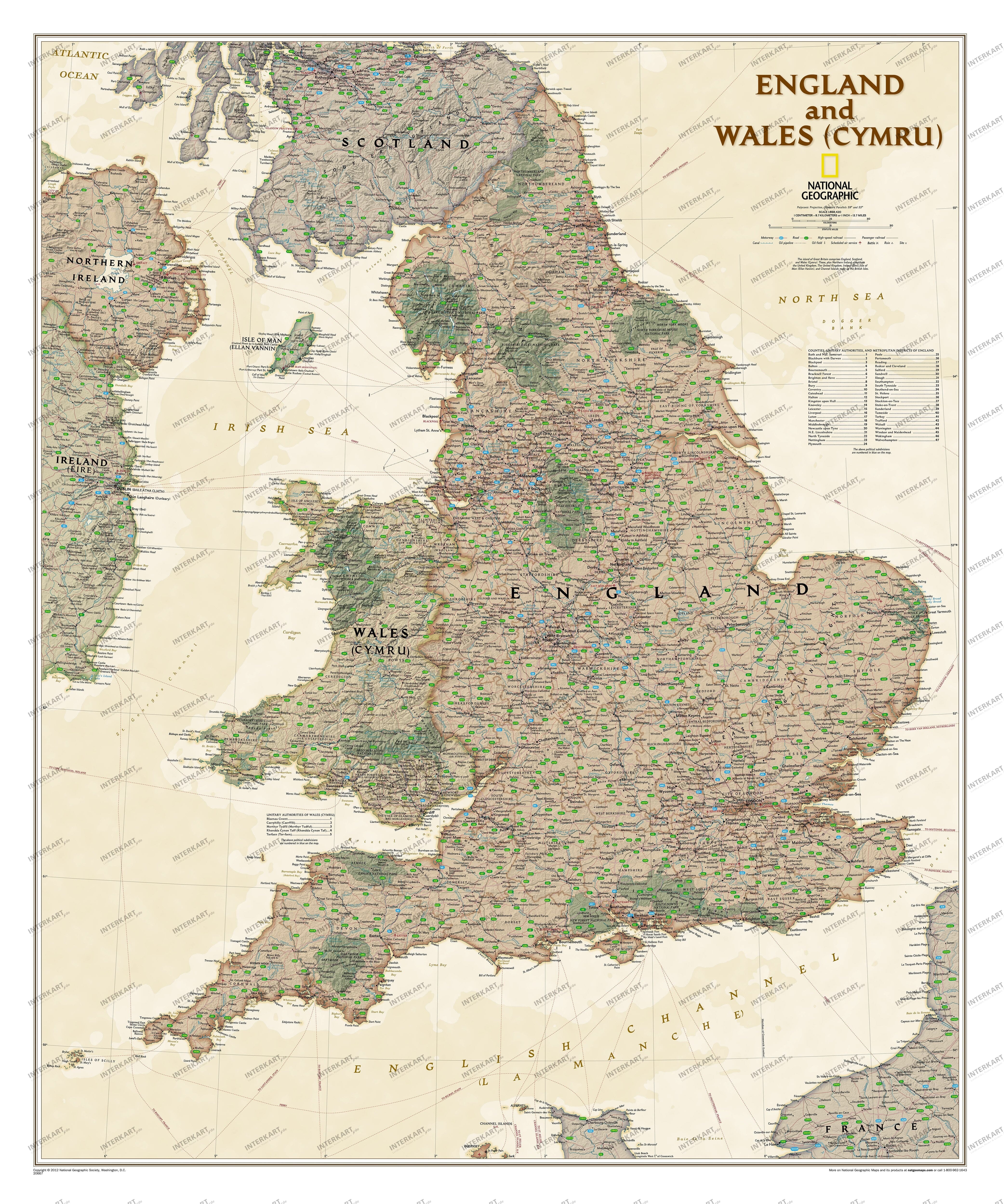 England and Wales executive Wall Map