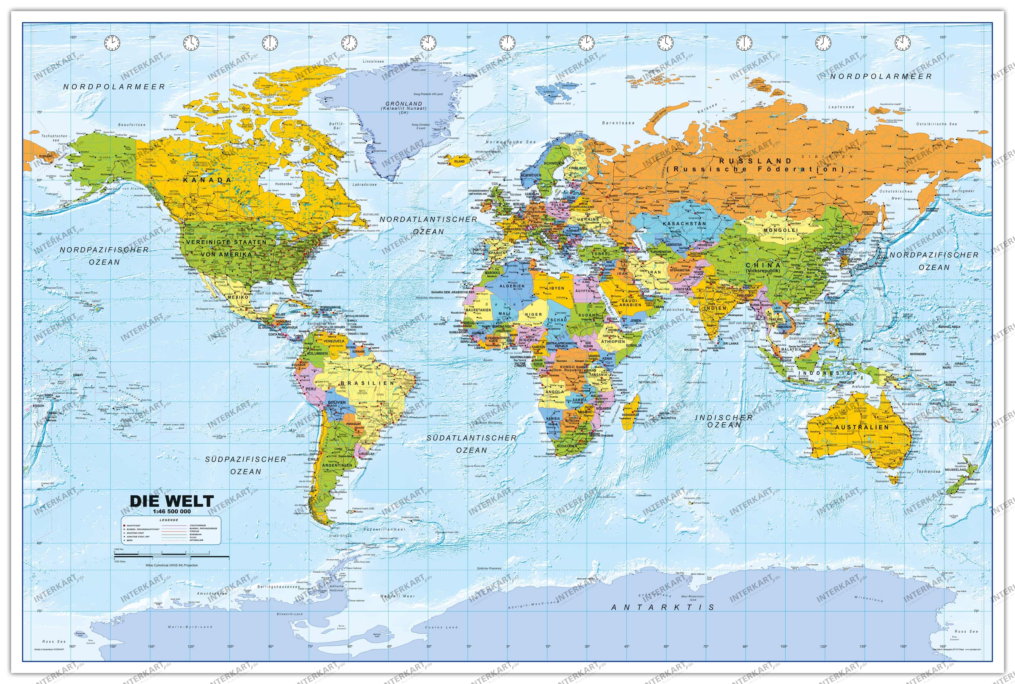 World Map Desk Mat 90 × 60 cm