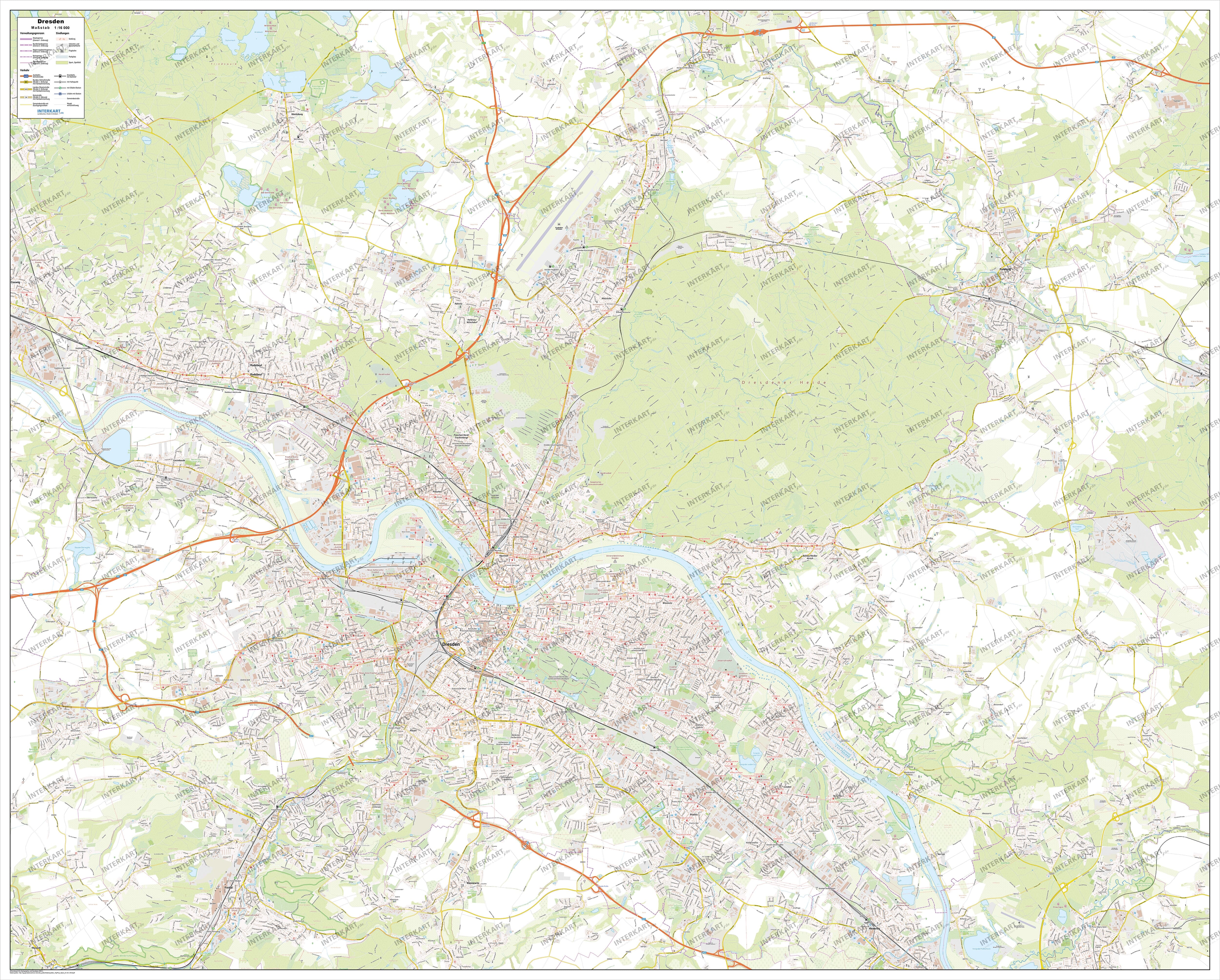 City Map Dresden 182 x 147cm