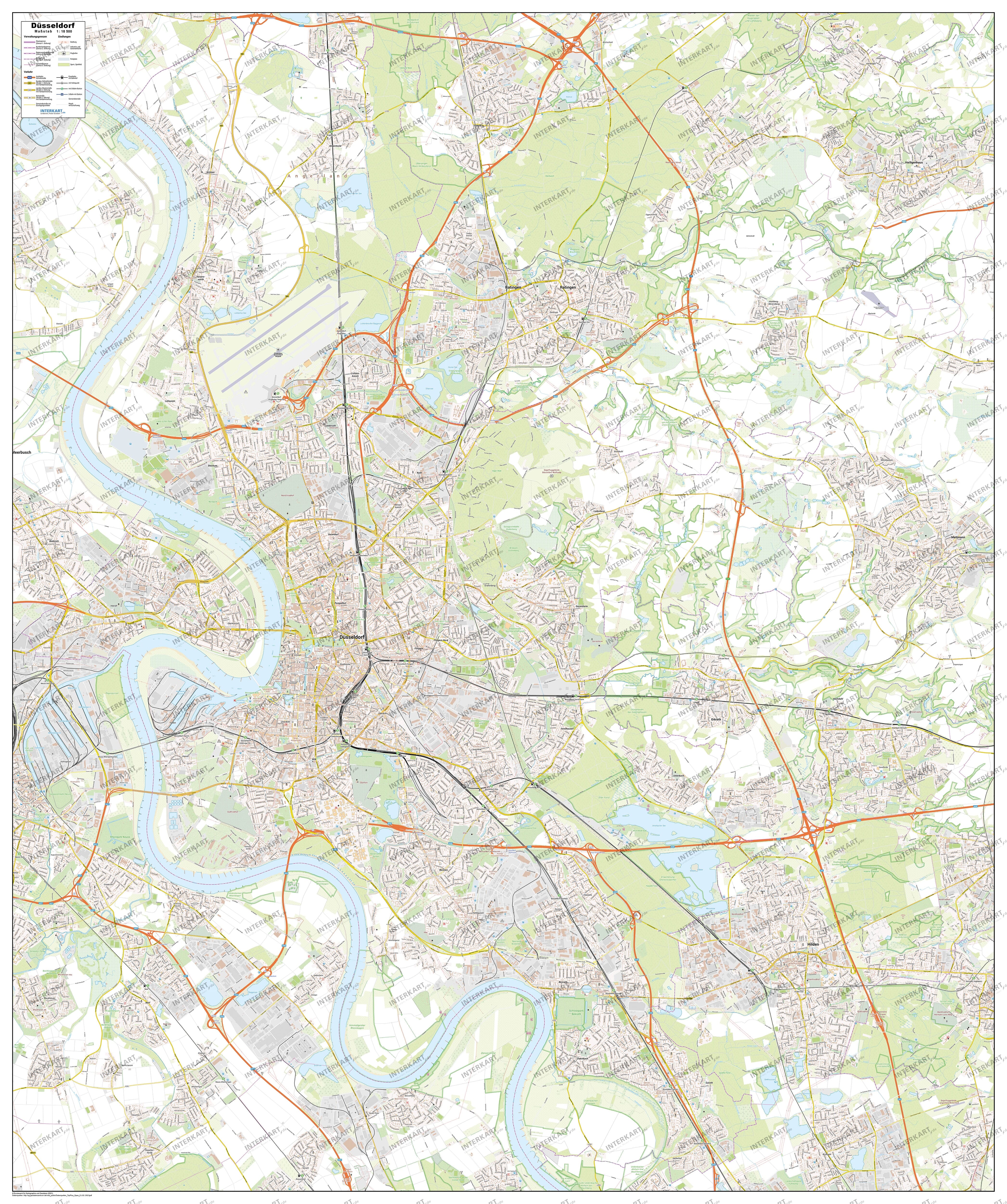 City Map Dusseldorf 120 x 143cm