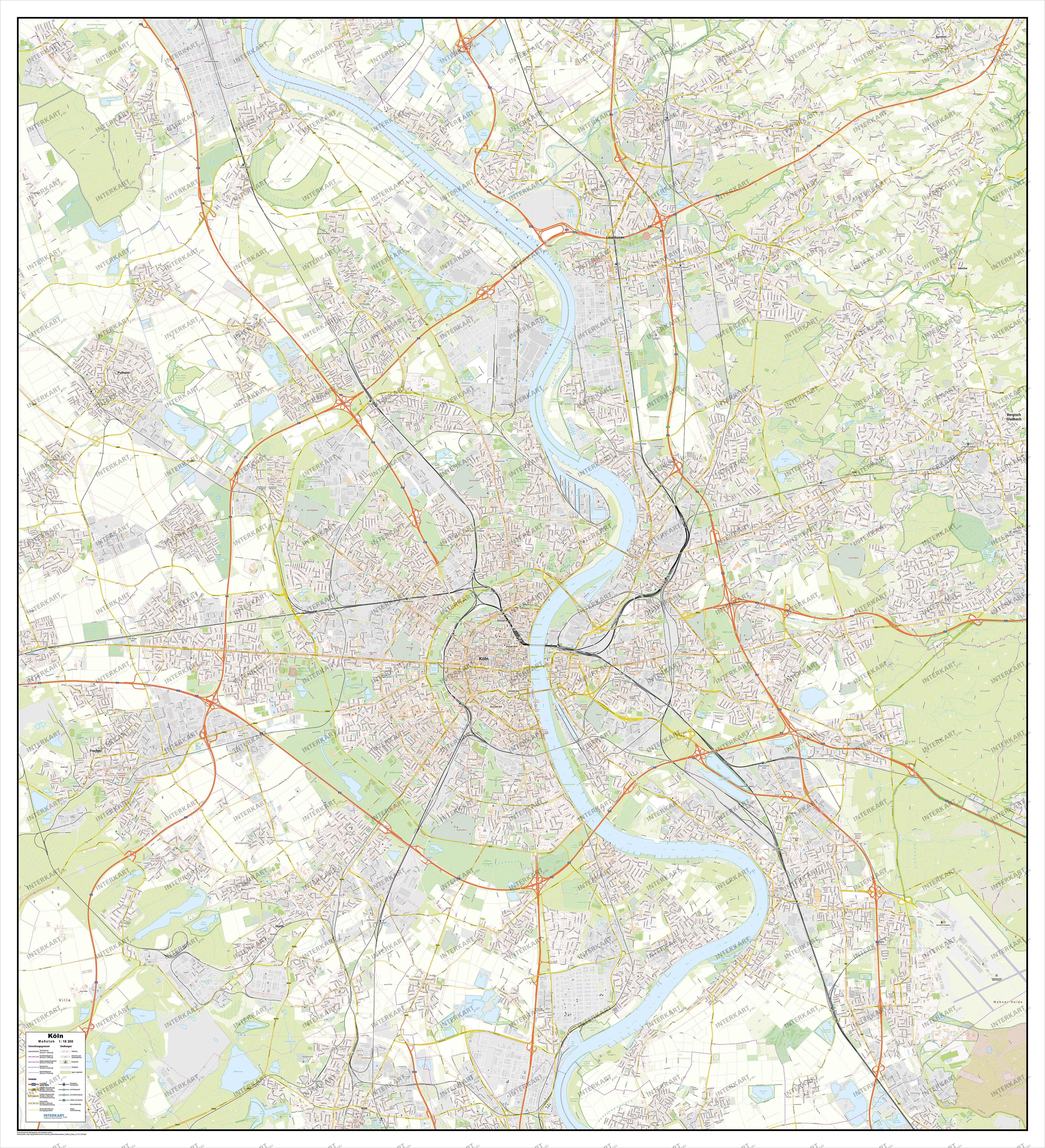 Stadtplan Köln 147 x 161cm