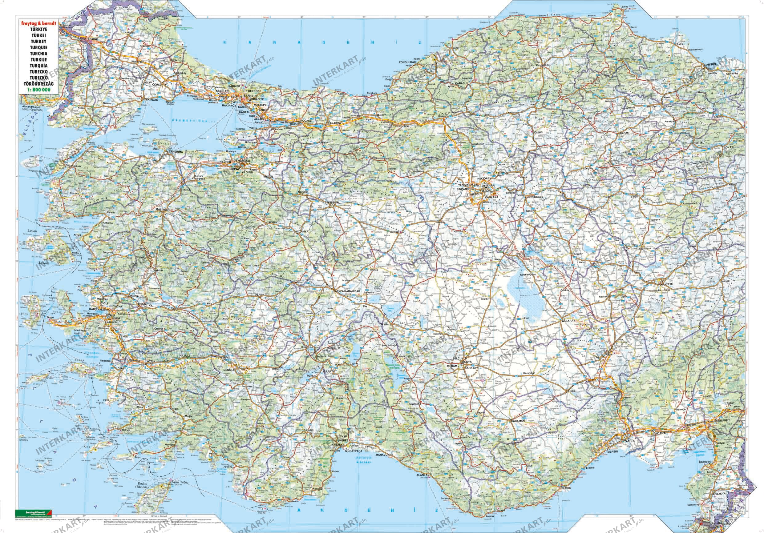 Türkei Landkarte Poster  Mein zweisprachiges Poster Türkiye Siyasi Haritasi 