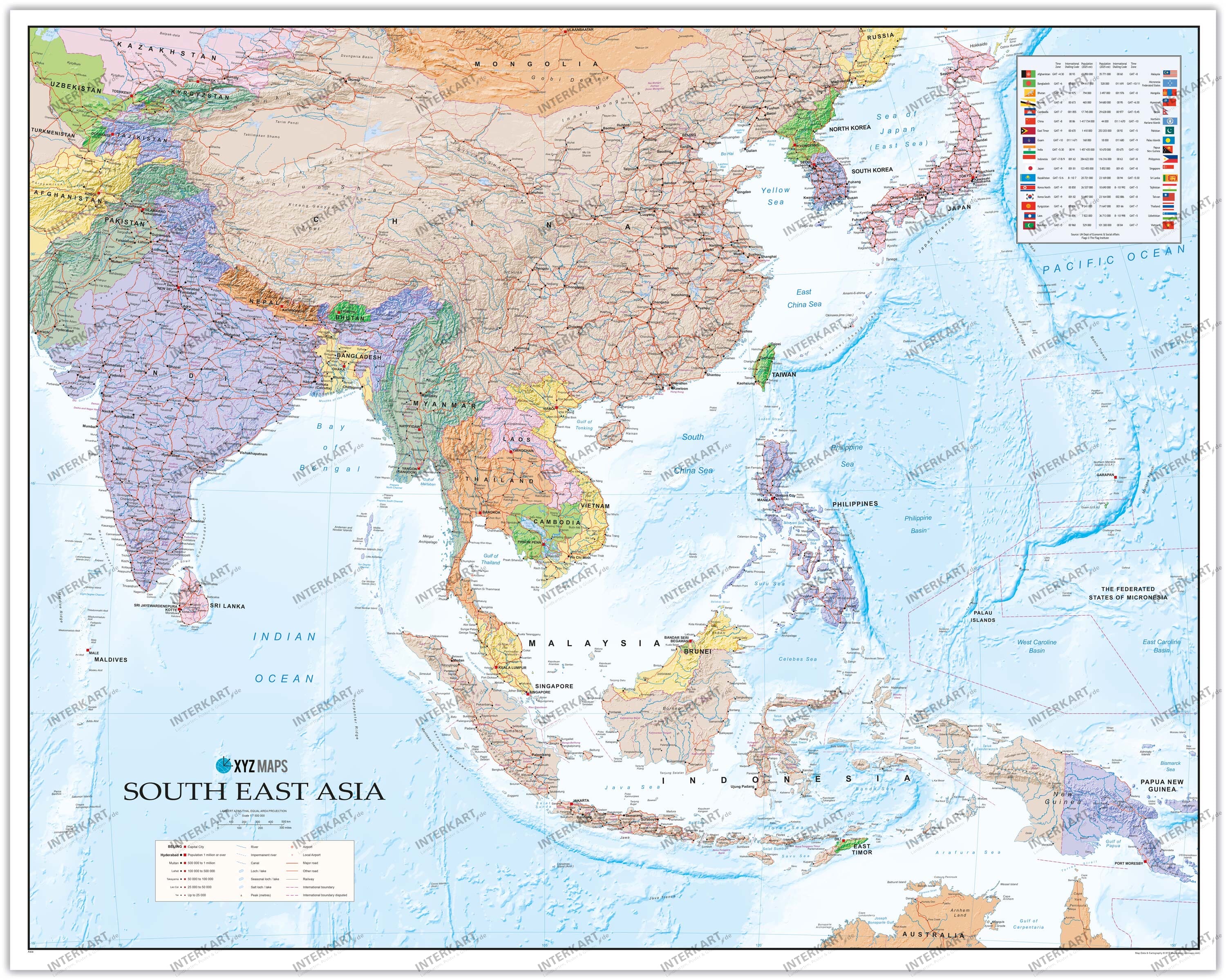 Süd Ost Asien Landkarte (GM) 120 x 95cm