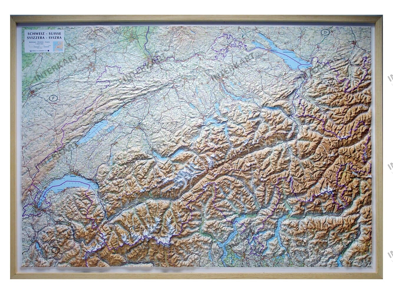 3D Relief Map Switzerland 124 x 87cm