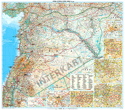 Syria Wall Map 86 X 94cm