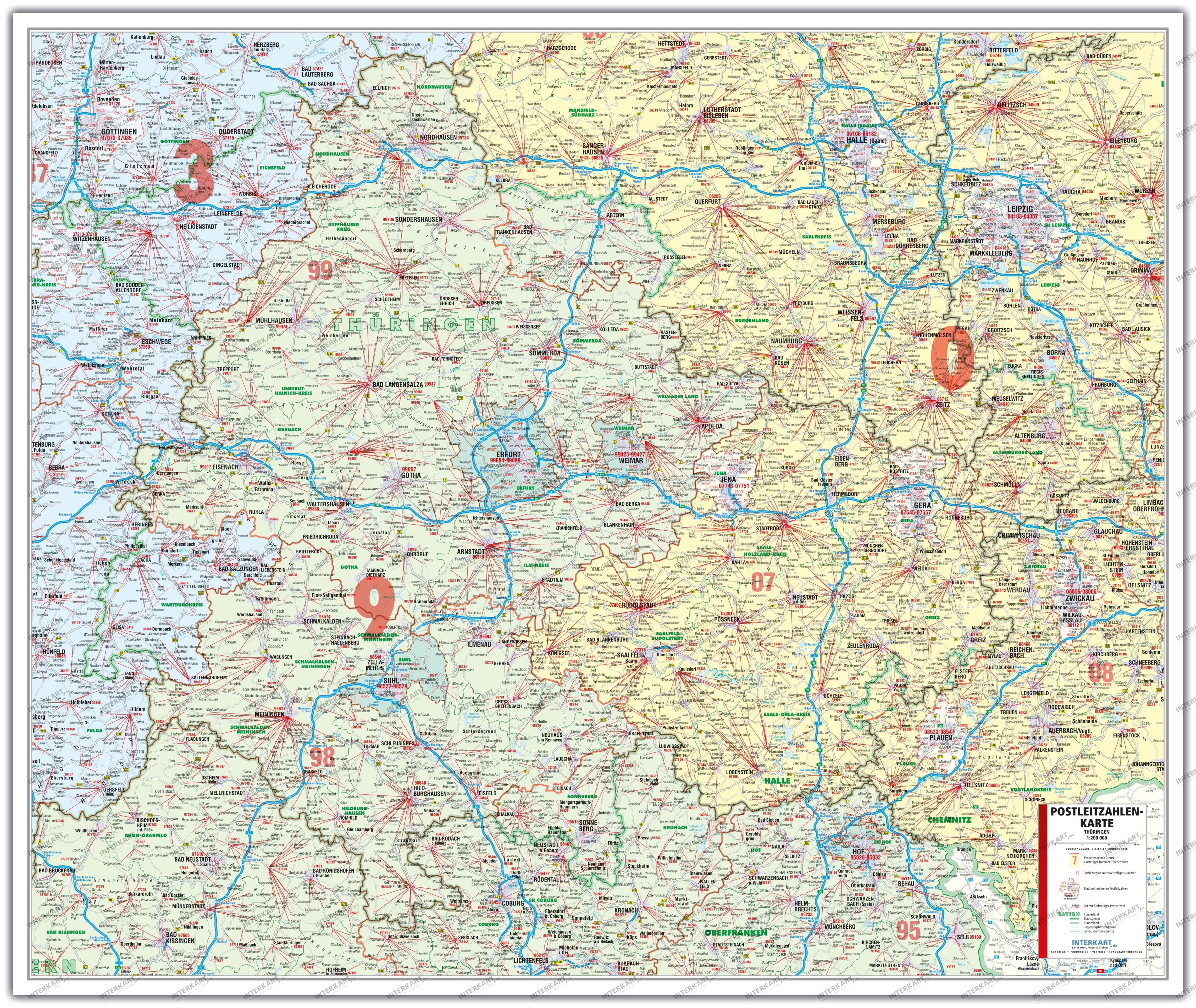 Thüringen postnummer kort