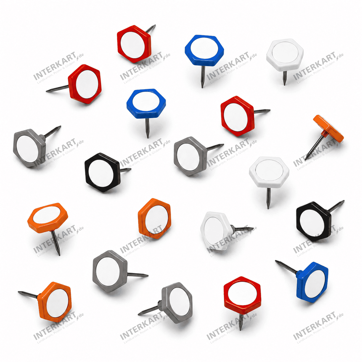 20 skrivbare nåle i forskellige farver