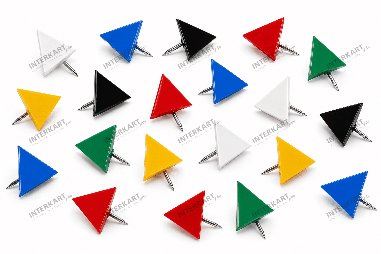 20 triangular pins in different colors (pyramid shape)