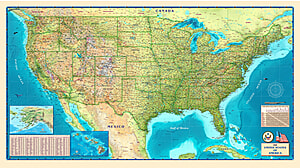 USA Landkarte physikalisch