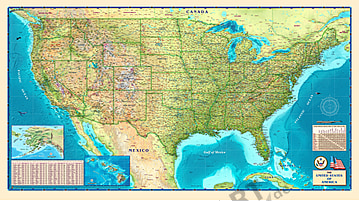 USA Landkarte physikalisch