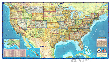 USA Landkarte politisch 191 x 107cm