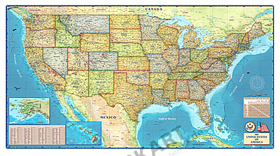 Usa Landkarte Politisch 191 X 107cm
